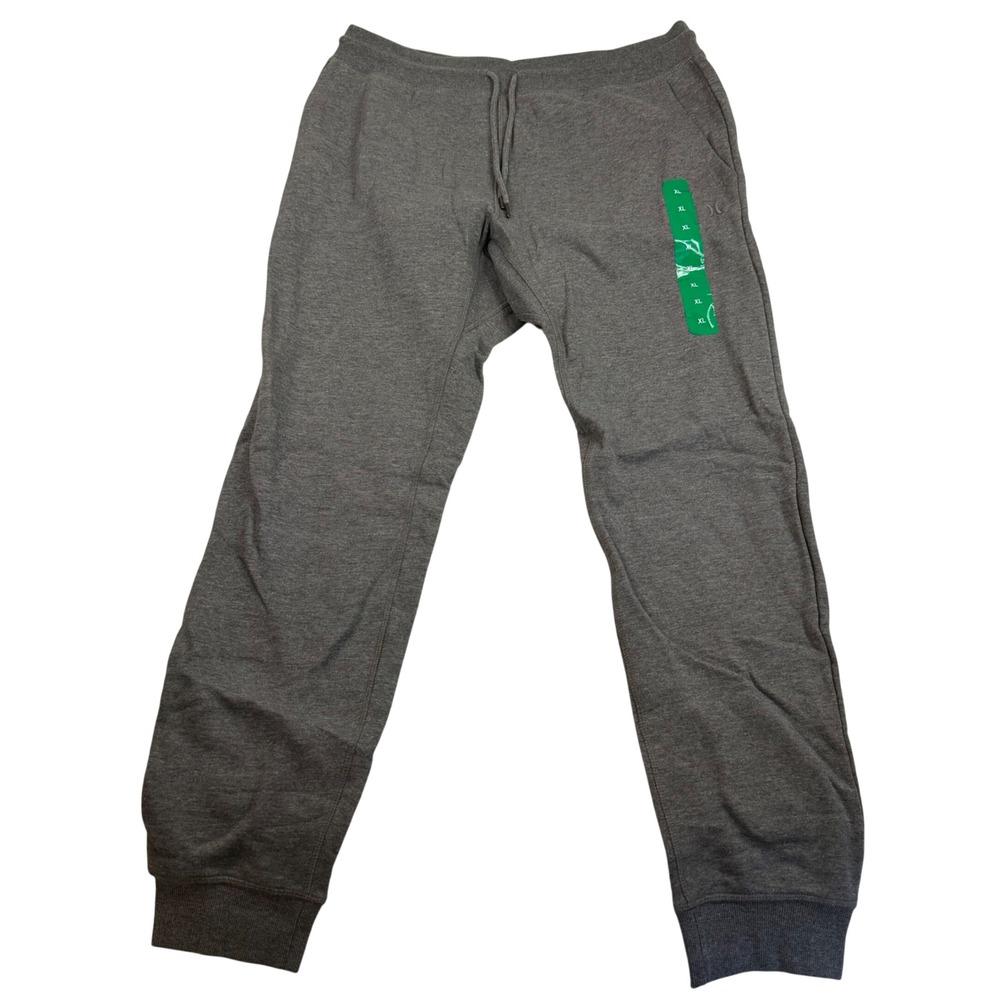 Hurley Mens Fleece Joggers Heather Grey Drawstring Sweatpants XL 4924